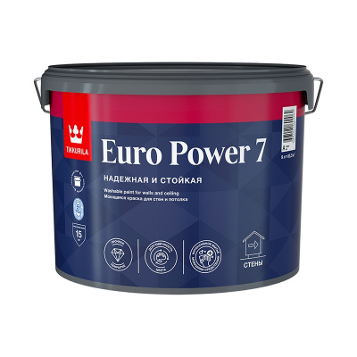 Краска интерьерная моющ. Tikkurila Euro Power 7 база A мат. (2,7 л)